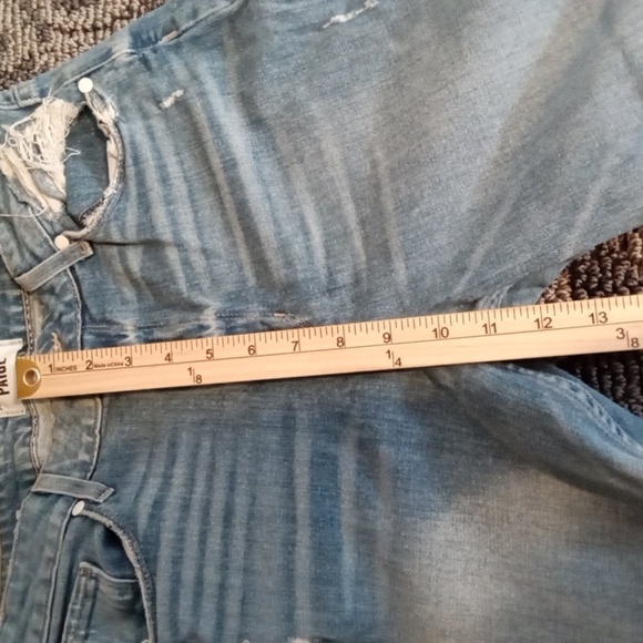 Paige High Rise Sarah Straight Fringe Hem Distressed Womens Jeans Size 30 - Picture 7 of 10